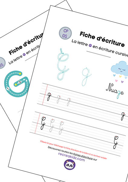 Fiche écriture lettre G à imprimer pdf