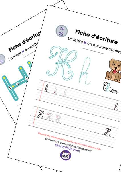 Fiche écriture lettre H à imprimer pdf