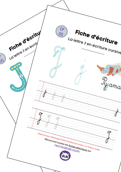 Fiche écriture lettre J à imprimer pdf