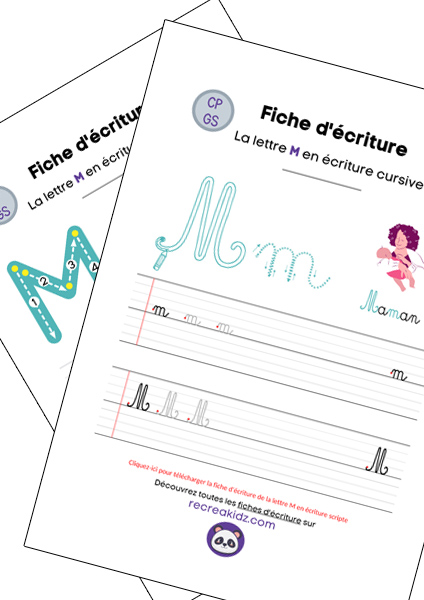 Fiche écriture lettre M à imprimer pdf