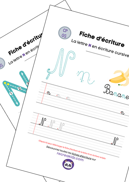 Fiche écriture lettre N à imprimer pdf