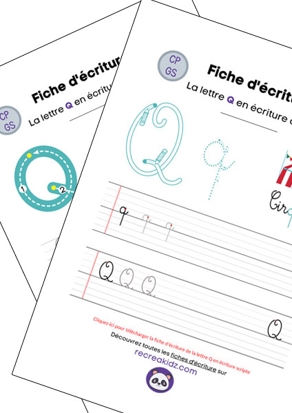 Fiche écriture lettre Q à imprimer pdf