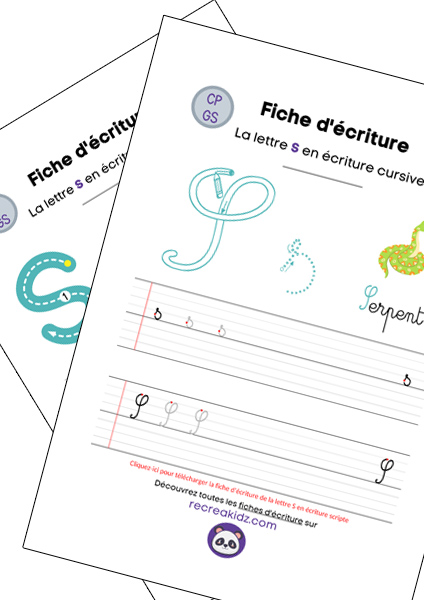 Fiche écriture lettre S à imprimer pdf