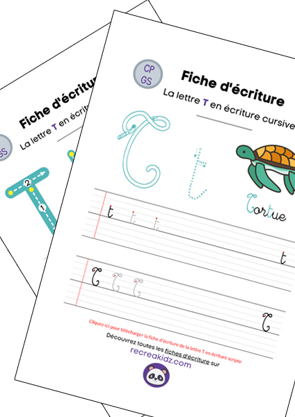 Fiche écriture lettre T à imprimer pdf