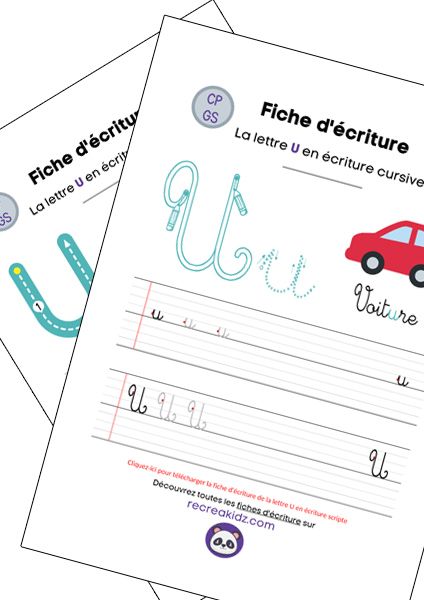 Fiche écriture lettre U à imprimer pdf