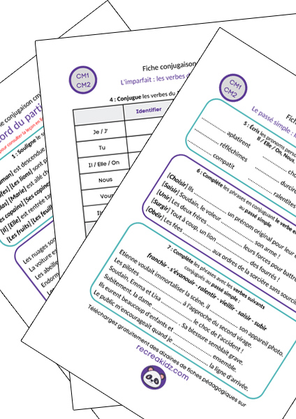 Fiche exercices conjugaison CM1 - CM2 à imprimer PDF