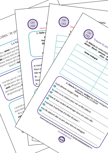 Fiche exercices de français CE1 - CE2 à imprimer PDF