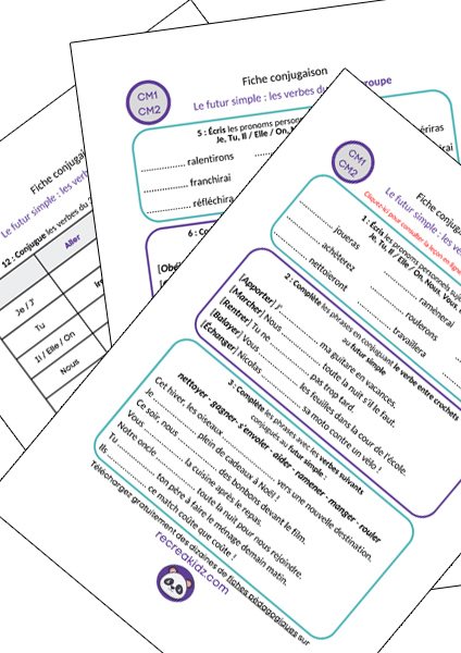 Fiche exercices futur simple CM1 - CM2 à imprimer PDF