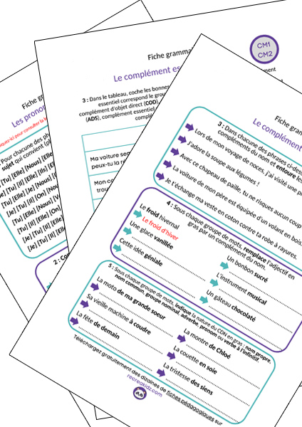 Fiche exercices grammaire CM1 - CM2 à imprimer PDF