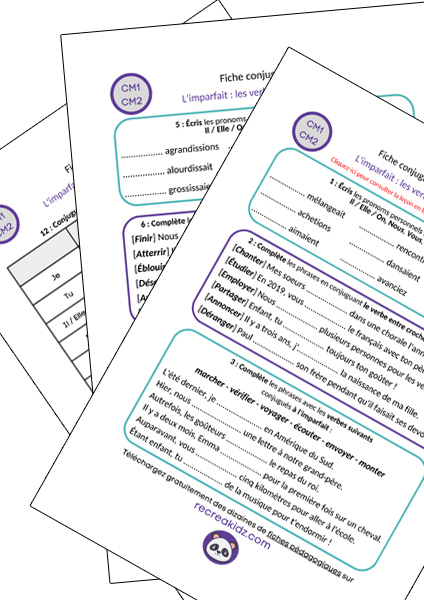 Fiches exercices imparfait CM1 - CM2 à imprimer PDF