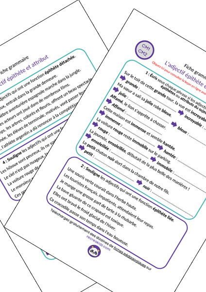 Fiche exercices adjectif épithète et attribut CM1 - CM2 à imprimer PDF