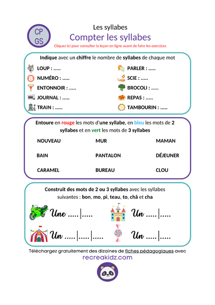 Français CP Maternelle : Apprendre à lire et écrire les syllabes