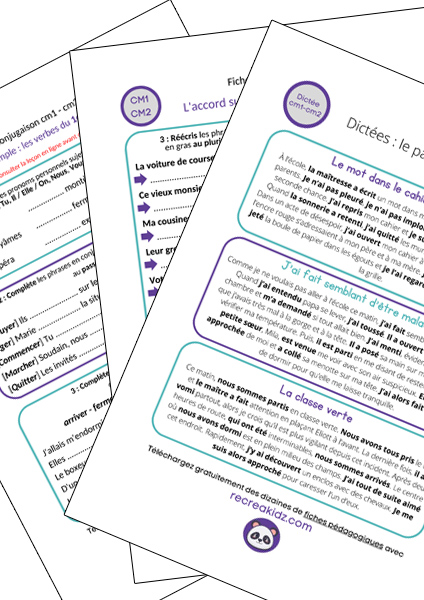 Fiche exercices orthographe CM1 - CM2 à imprimer PDF