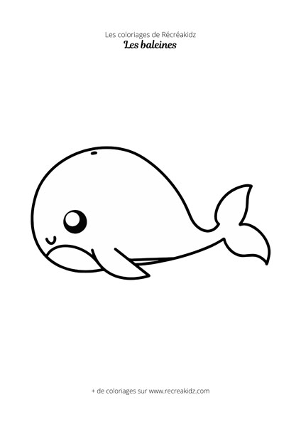 Coloriage de baleine mignonne