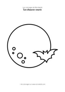 Coloriage chauve-souris avec lune