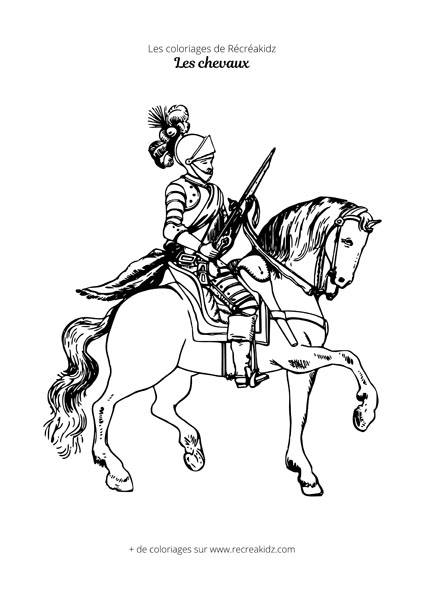 Coloriage de chevalier sur un cheval