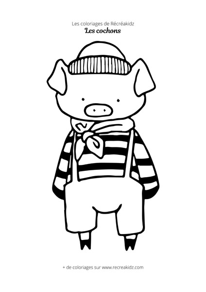 Coloriage de cochon petit garçon