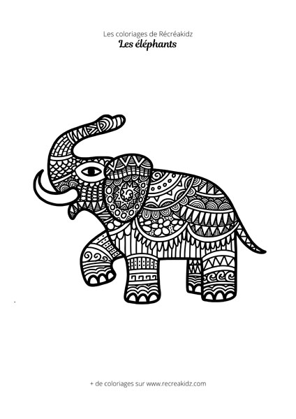 Coloriage éléphant difficile