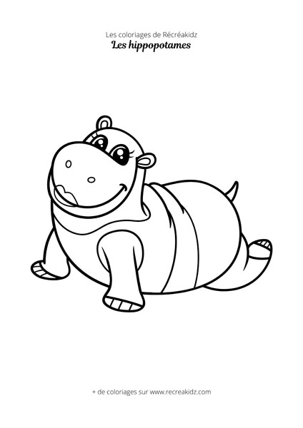 Coloriage hippopotame rigolo