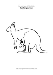 Coloriage de kangourou avec bébé