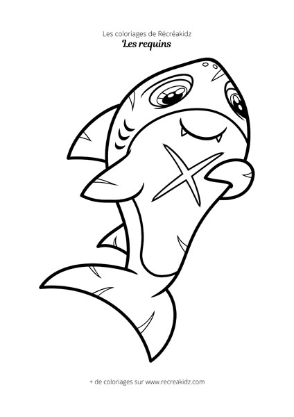 Coloriage de requin rigolo