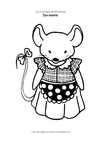 Coloriage de souris avec robe