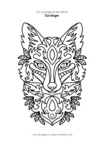 Coloriage tête de loup tribal