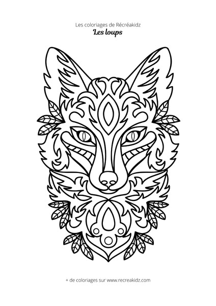 Coloriage tête de loup tribal