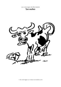 Coloriage de vache dans un pré