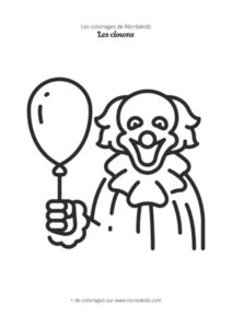 Coloriage de clown avec ballon