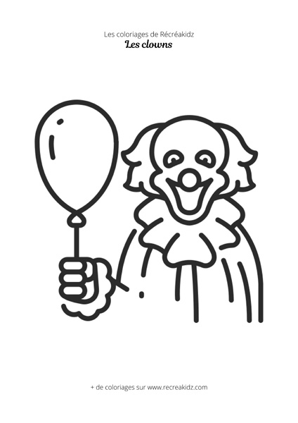 Coloriage de clown avec ballon