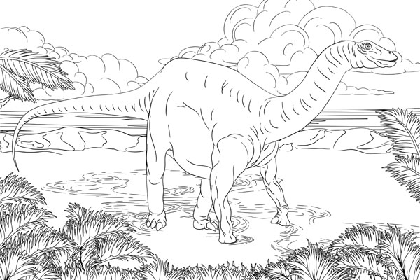 Coloriage diplodocus à imprimer