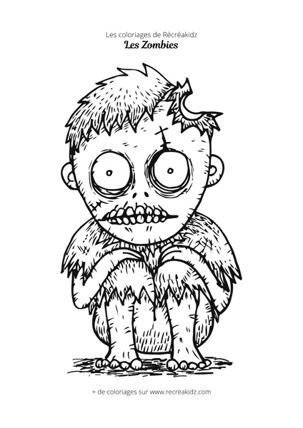 Coloriage d'enfant zombie