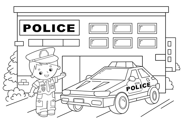 Coloriage policier à imprimer