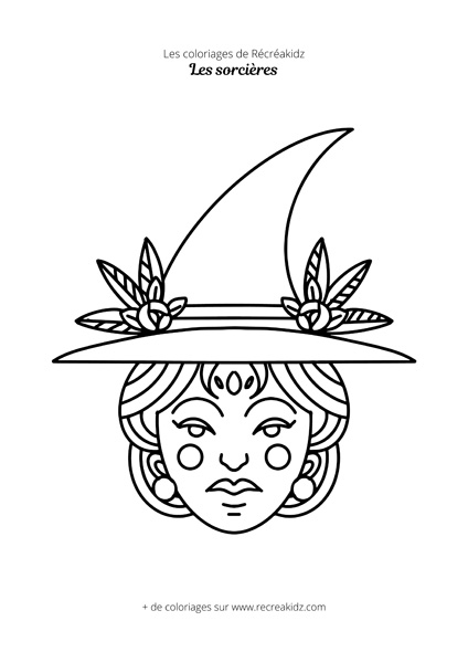 Coloriage de tête de sorcière