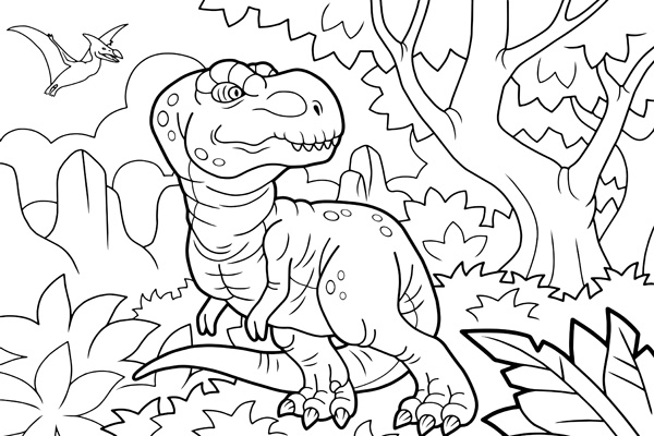 Coloriage tyrannosaure (T-Rex) à imprimer