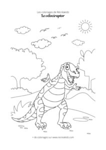 Coloriage de vélociraptor rigolo