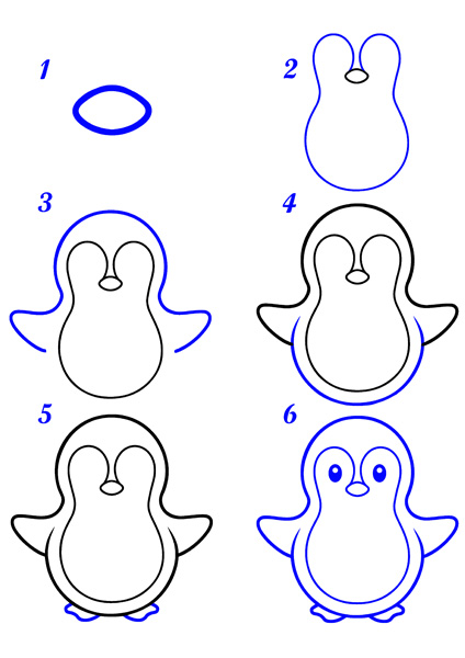 Comment Dessiner Un Pingouin Pour Les Enfants. Tutoriel De Dessin Étape Par  Étape. Un Guide Simple Pour Apprendre À Dessiner Clip Art Libres De Droits,  Svg, Vecteurs Et Illustration. Image 188249442