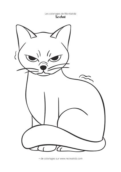 Coloriage chat pas content