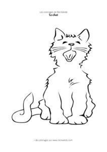 Coloriage chat qui miaule