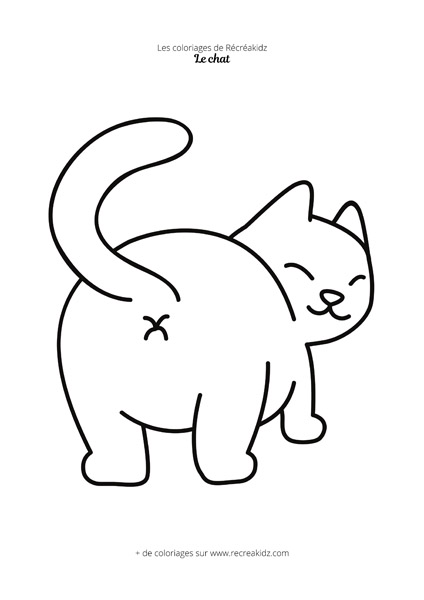 Coloriage chat vu de derrière