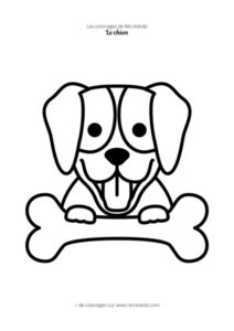 Coloriage chien avec os