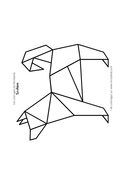 Coloriage de chien avec des formes géométriques
