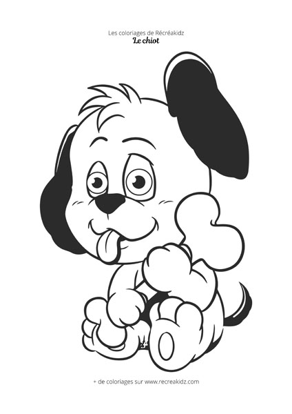 Coloriage chiot avec os