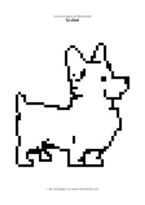 Coloriage chiot pixel art