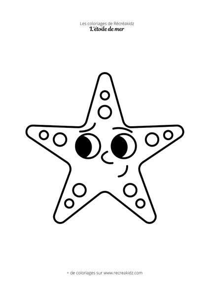Coloriage étoile de mer mignonne