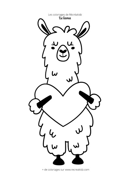 Coloriage lama mignon