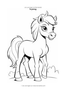 Coloriage poney facile