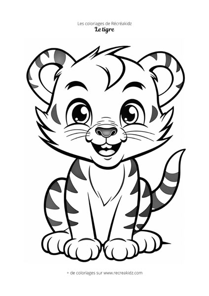 Coloriage tigre mignon