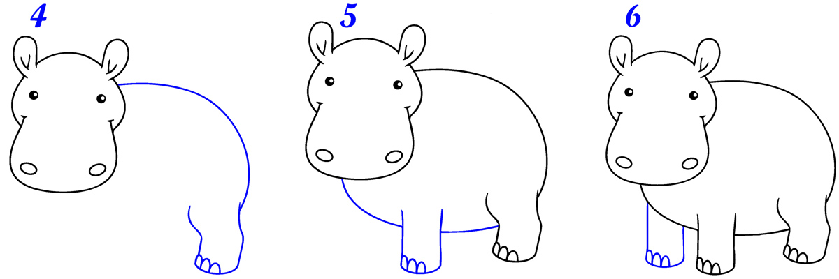 Comment dessiner hippopotame facile